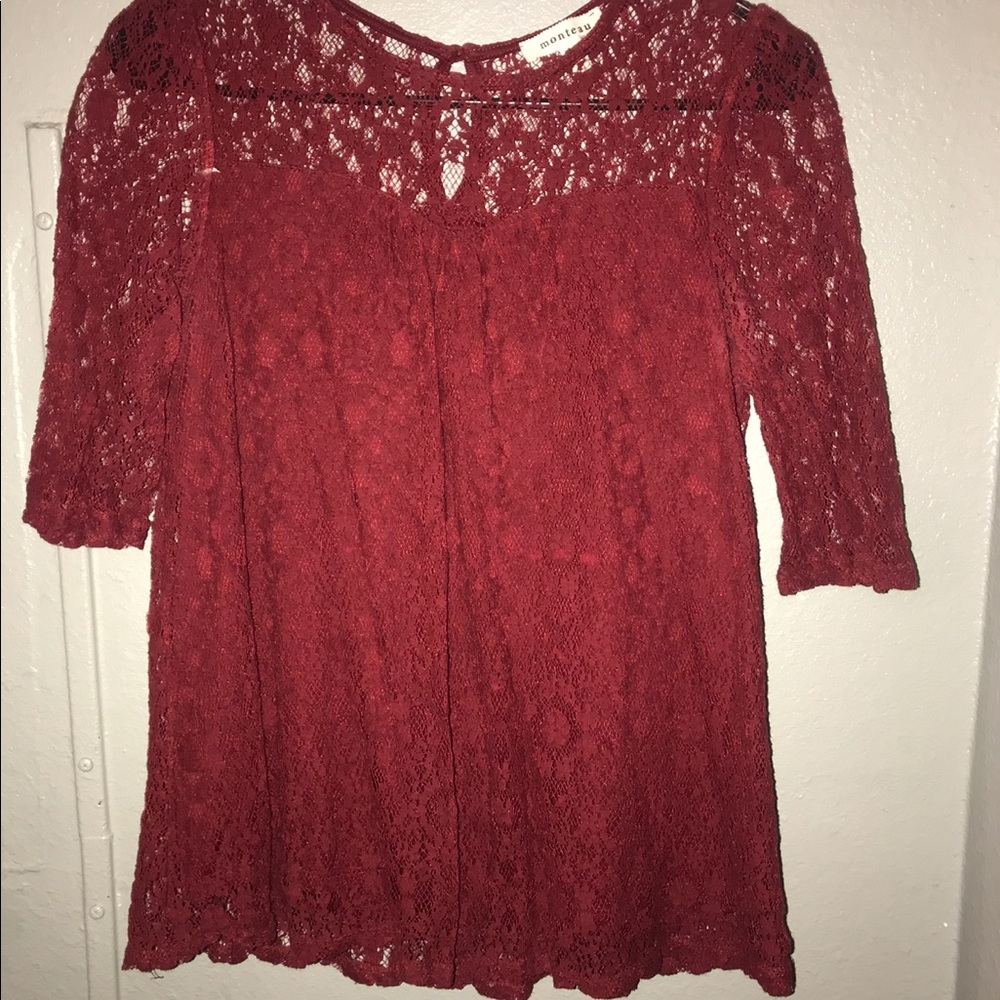 Maroon Lace Top